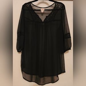 Mossimo Supply Co., sheer black blouse.